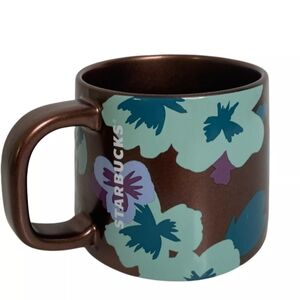 Starbucks Bronze Floral Pansies coffee Ceramic Mug